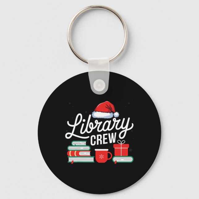 Library Crew Book Lovers Librarian Xmas Holiday Ch Key Ring (Front)