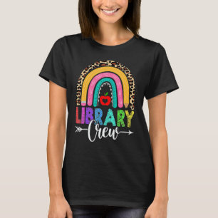 Library Crew Rainbow Leopard Teacher Back To Scho T-Shirt