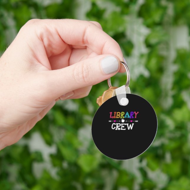 Library Crew Teacher Funny First Day of School Key Ring (Hand)
