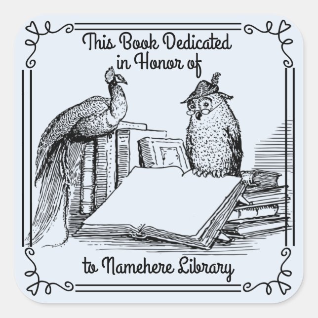 Library Dedication Bookplates Square Sticker (Front)