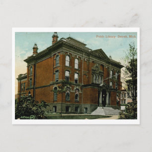 Library, Detroit, MI 1909 Vintage Postcard