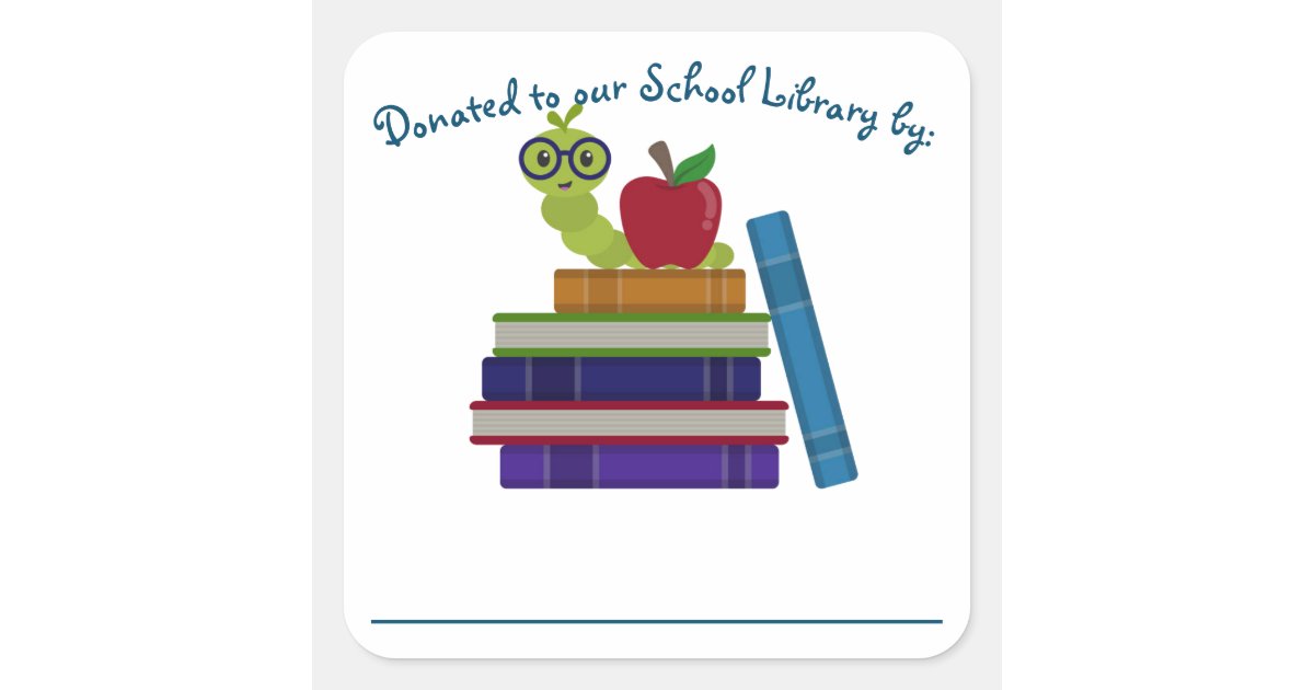 Library Donation Bookplate Label - Bookworm Design | Zazzle.co.uk