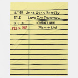 Library Due Date Card Fleece Blanket -Customise It