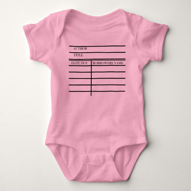 Library Due Date Card Graphic Bodysuit (Front)