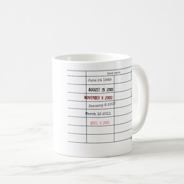 Library Due Date Mug - Customisable (Front Right)