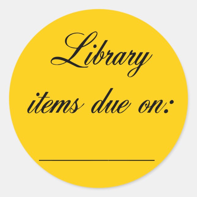 Library Due Date Reminder Classic Round Sticker (Front)