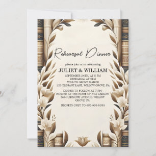 Library English Book Club Cover Rehearsal Dinner Invitation