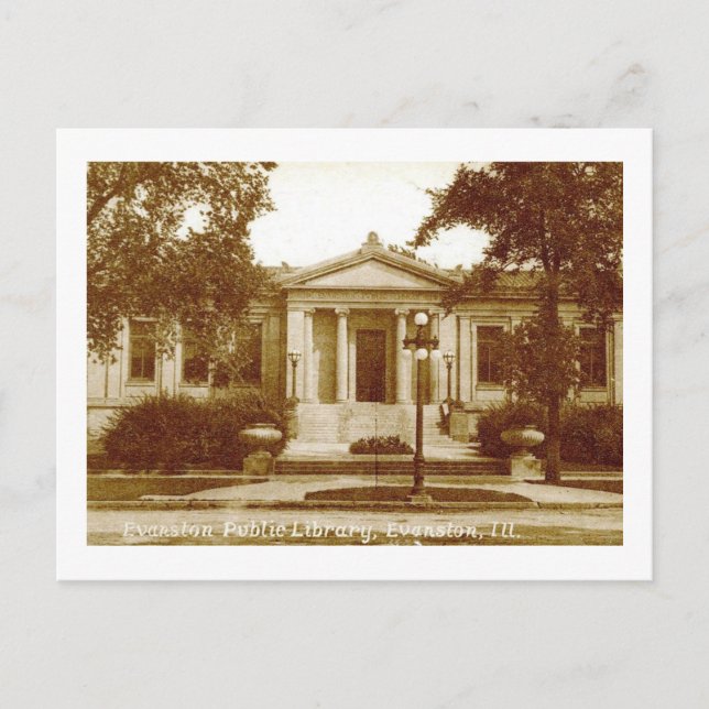 Library, Evanston, Illinois Vintage Postcard (Front)