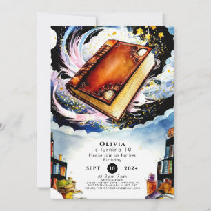 Library Fun Boho Storybook Birthday Invitation