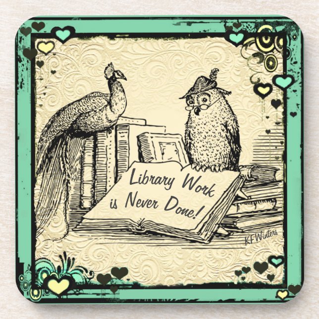 Library Gift. Librarian Assistant Gift. Coaster (Front)