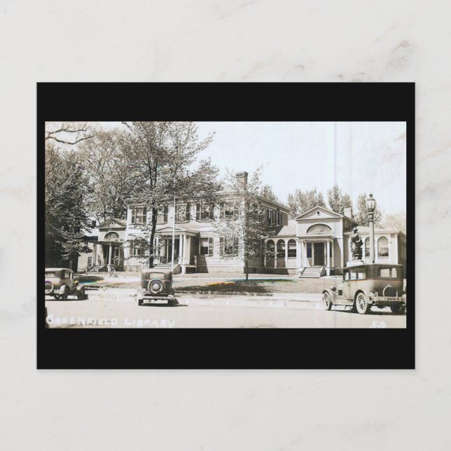 Library, Greenfield, Massachusetts Vintage Postcard (Front)