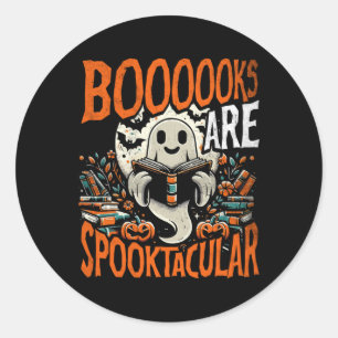 Library Halloween Shirt Book Lover Design Ghost Wi Classic Round Sticker
