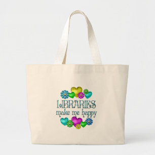 Library Happiness Large Tote Bag