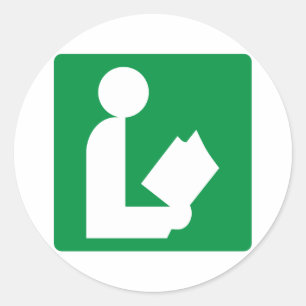 Library Highway Sign Classic Round Sticker