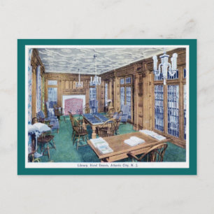 Library, Hotel Dennis, Atlantic City 1926 Vintage Postcard