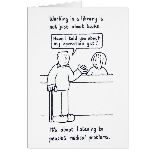 Library  Humor Cartoon Customer and His Problems (Front)