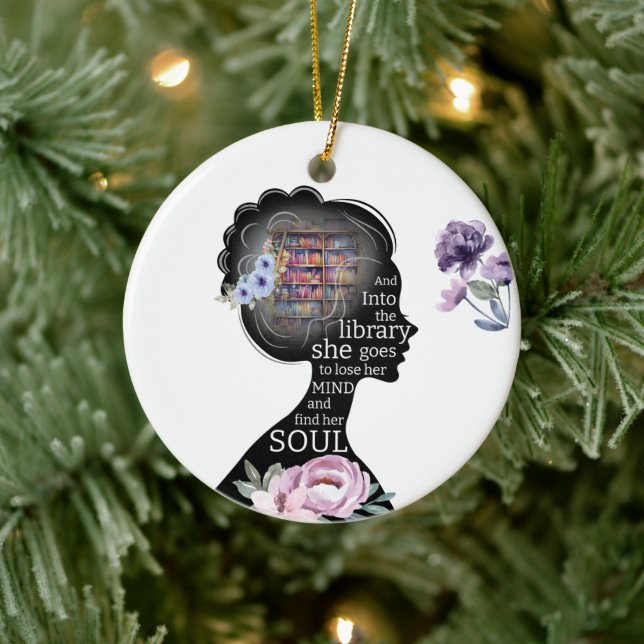 Library Is Her Sanctuary – Inspirational Reader Ceramic Tree Decoration (Tree)