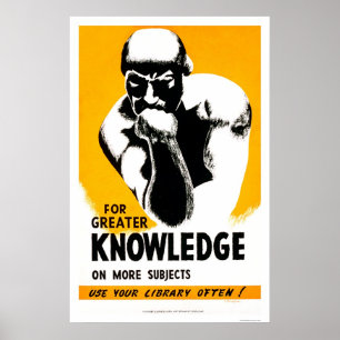Library Is Knowledge 1940 WPA Poster