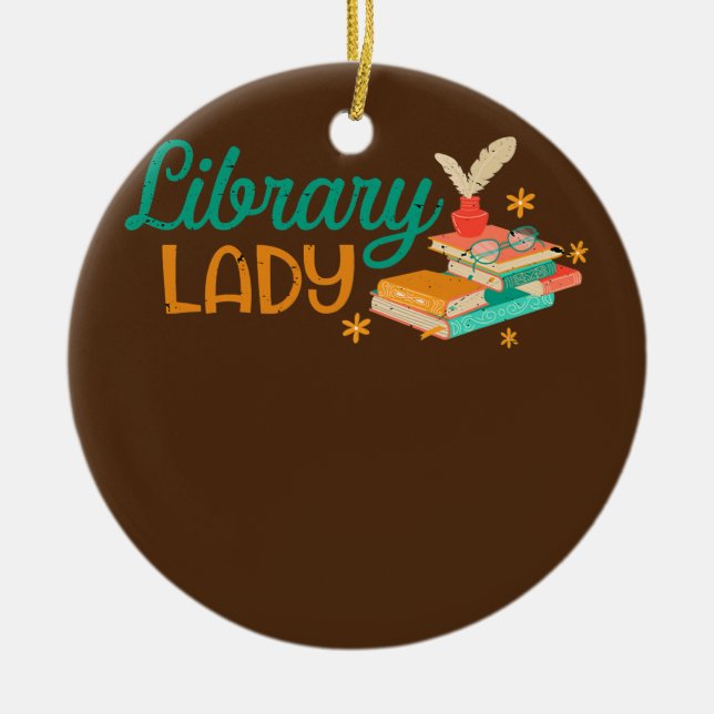Library Lady Librarian Reader Bookish Bookworm Ceramic Tree Decoration (Front)