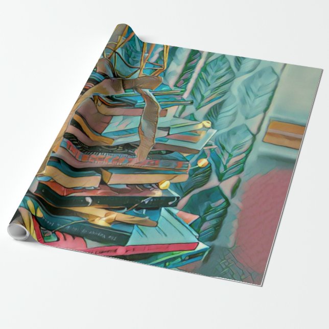 Library lover artwork wrapping paper (Unrolled)