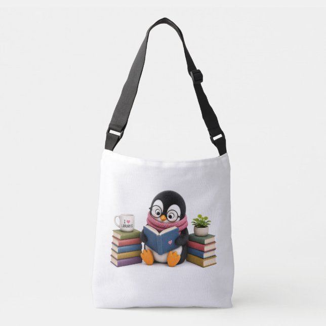 Library Lover Penguin Tote Bag (Front)