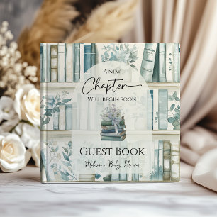 Library New Chapter Blue Boy Baby Shower Guest Book