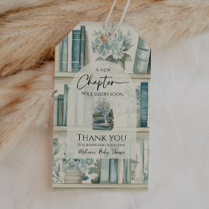 Library New Chapter Blue Boy Book Baby Shower Gift Tags