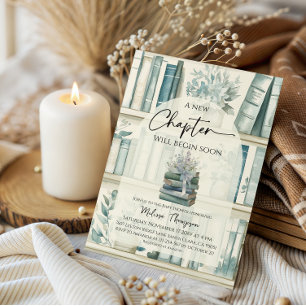 Library New Chapter Blue Boy Book Baby Shower Invitation