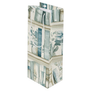 Library New Chapter Blue Boy Book Baby Shower Wine Gift Bag