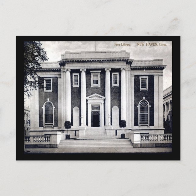 Library, New Haven, Connecticut Vintage Postcard (Front)