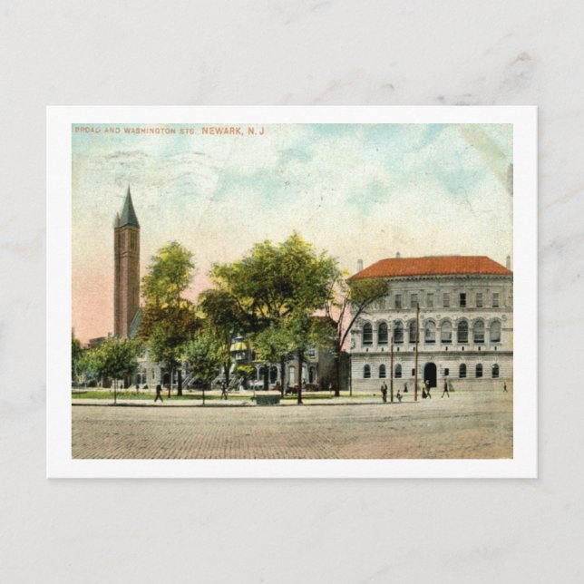 Library, Newark, New Jersey 1908 Vintage Postcard (Front)