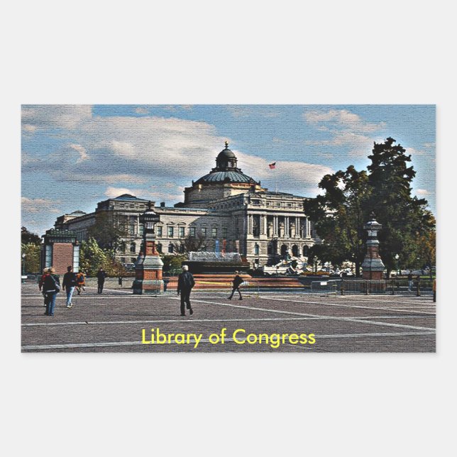 Library of Congress in Mosaic Pattern Rectangular Sticker (Front)