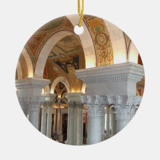 Library of Congress Washington DC Ornement Ceramic Tree Decoration (Front)