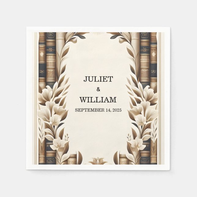 Library Old English Book Club Cover Wedding Napkin (Front)