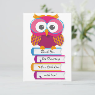 Library Owl With Book Thank You Card