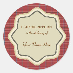 Library Plaid Sticker - Please Return