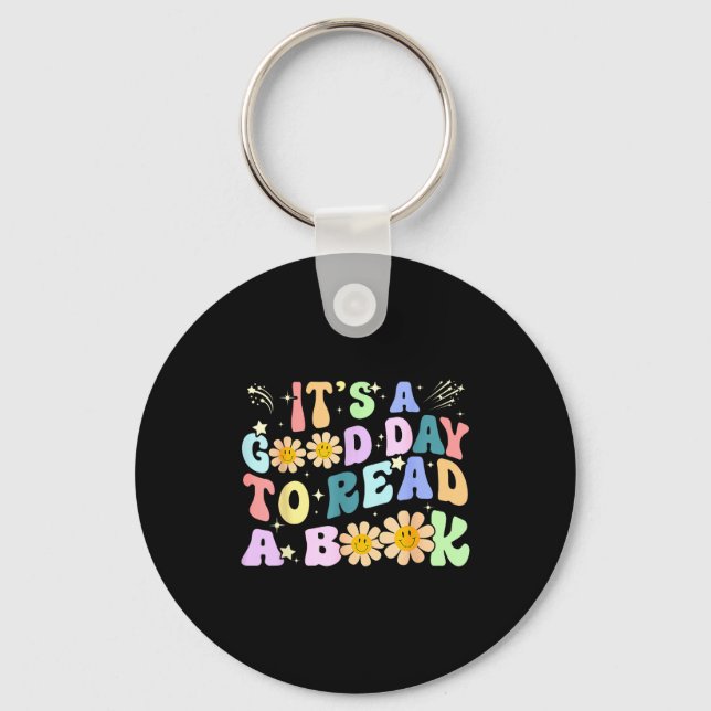 Library reading lovers funny good day to read book key ring (Front)