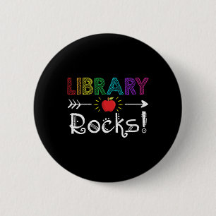 Library Rocks Teacher Student Fun Back To School G 6 Cm Round Badge