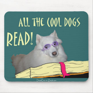 Library - Samoyed - Cool Dogs Read Literacy Mouse Mat