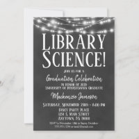 Library Science Graduation Party Invitation