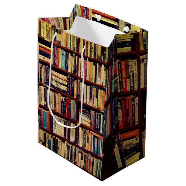 Library Shelves Medium Gift Bag (Front Angled)