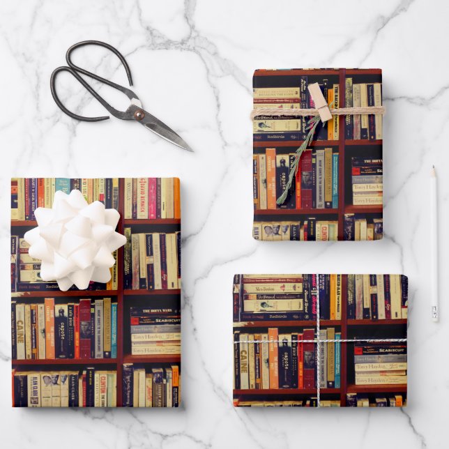 Library Shelves Wrapping Paper Sheet (Front)