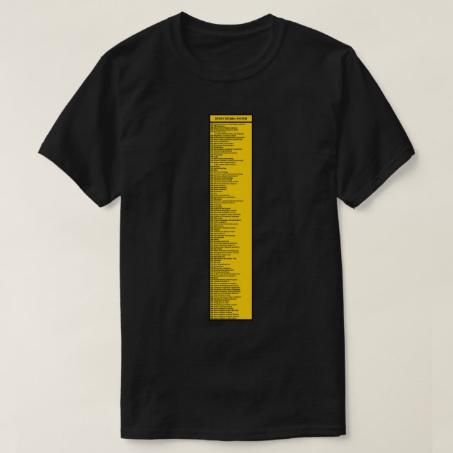 Library Sign Dewey Decimal System by Tens Caution  T-Shirt (Design Front)