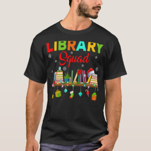 Library Squad Bookworm Xmas Lights Librarian Book T-Shirt