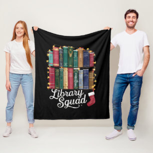 Library Squad Christmas Book Lovers Team Reading  Fleece Blanket