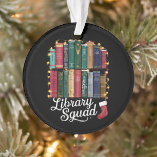 Library Squad Christmas Book Lovers Team Reading  Ornament