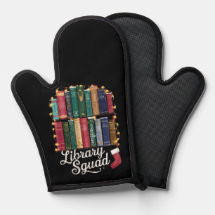 Library Squad Christmas Book Lovers Team Reading  Oven Mitt
