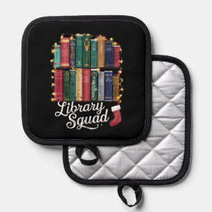 Library Squad Christmas Book Lovers Team Reading  Pot Holder