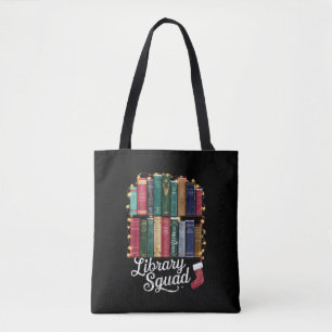 Library Squad Christmas Book Lovers Team Reading  Tote Bag