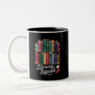Library Squad Christmas Book Lovers Team Reading Two-Tone Coffee Mug